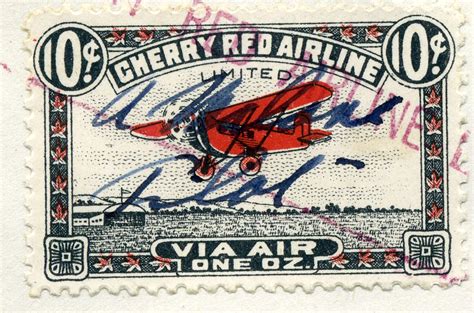 Cherry Red Airline Ltd First Flight Cover Revenue Stamp Collecting