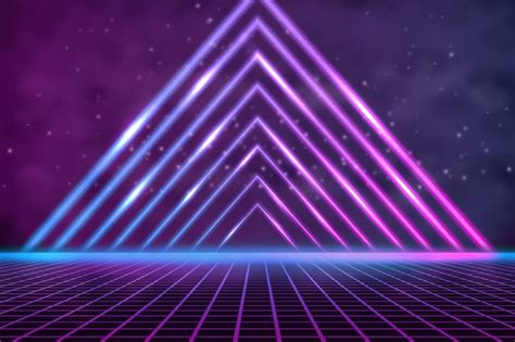 Free Vector Geometric Shapes Neon Lights Wallpaper Concept