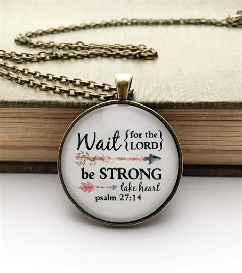 Wait For The Lord Necklace Psalm 2714 Necklace Be Strong Etsy
