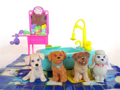 Vintage Littlest Pet Shop Splash Happy Puppies Complete Playset By