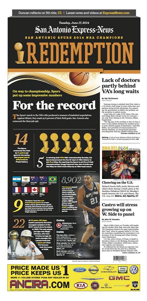 San Antonio Express News A Winning Series Of Pages To Honor A