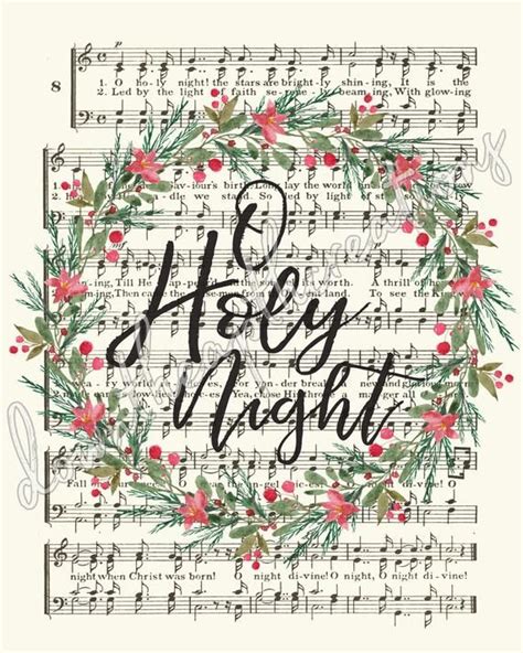 O Holy Night Hymn Art Printable Sheet Music Instant Etsy Hymn Art