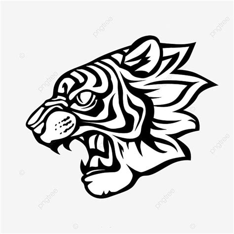 Tiger Roar Silhouette PNG Images Tiger Side Face Black Roar Clip Art