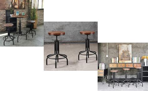 Lisuden Set Of 2 Industrial Bar Stools Industrial Farmhouse