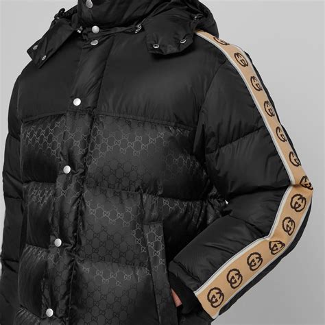 Gucci Mens Gg Jacquard Nylon Padded Coat Puffer