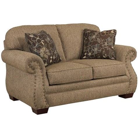 Eldon Transitional Loveseat With Rolled Arms And Nail Head Trim By