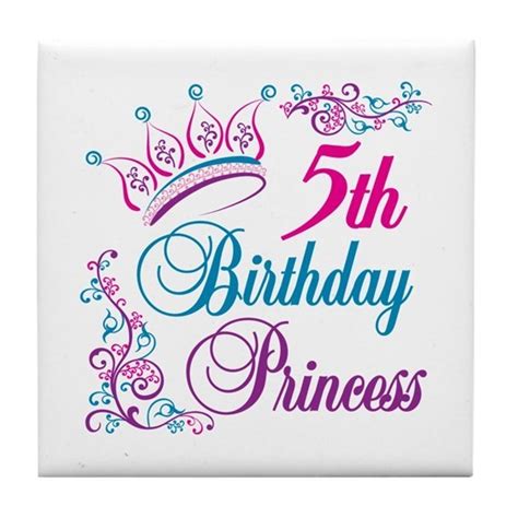 5th Birthday Princess Tile Coaster By Designforobsessions Cafepress