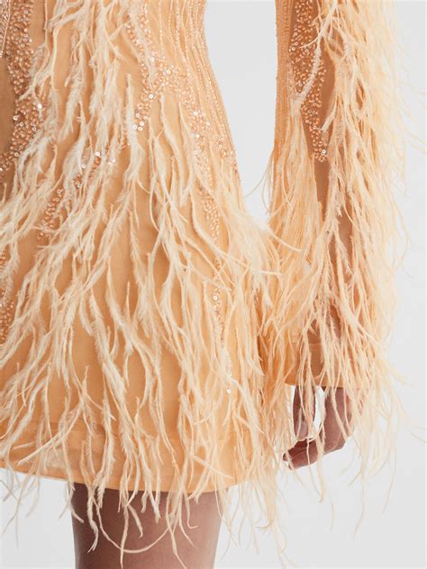 Rachel Gilbert Embellished Feather Mini Dress Reiss