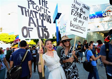 Amber Heard In Same Sex Marriage Advocates Demonstrate Against Stay