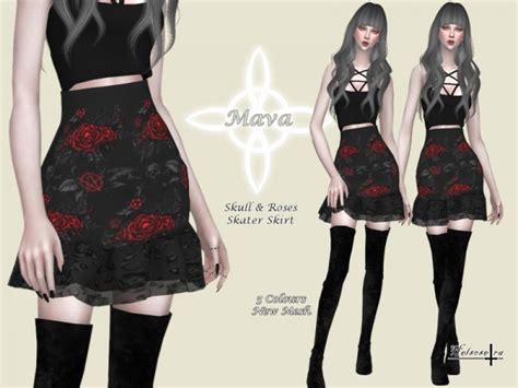 The Sims Resource Mava Gothic Skater Skirt By Helsoseira Sims 4