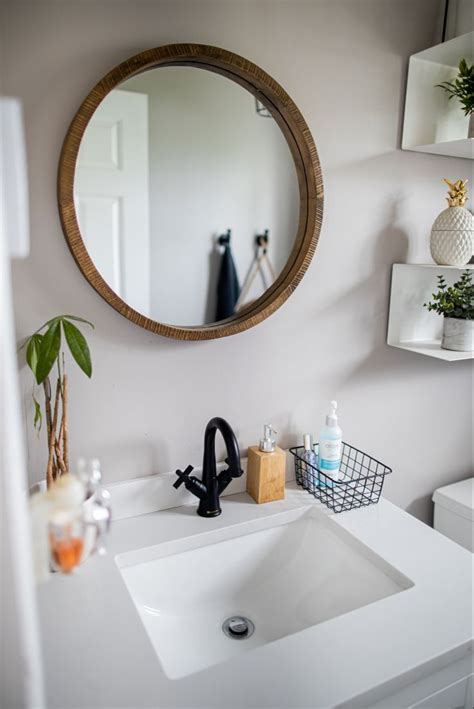 Most mirrors at pebble grey are multifunctional. Round mirror for small bathroom | Round wood mirror, Small ...