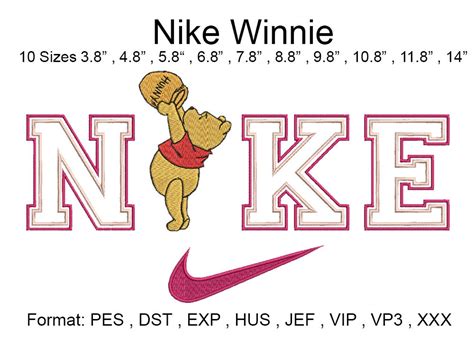 Nike Disney Winnie The Pooh Bordado diseño de bordado nike | Etsy