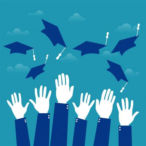 Concept Of Education Graduates Throwing Hats — Stock Vector