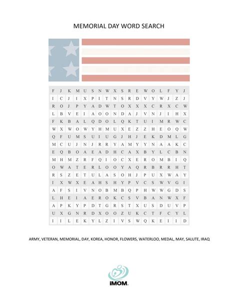 Memorial Day Word Search Printable Word Search Printable