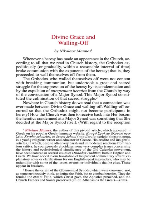 Divine Grace And Walling Off Pdf Eastern Orthodox Church Heresy