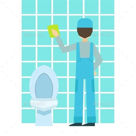Man Washing Tiles In Bathroom Cleaning Service Cleaning Service
