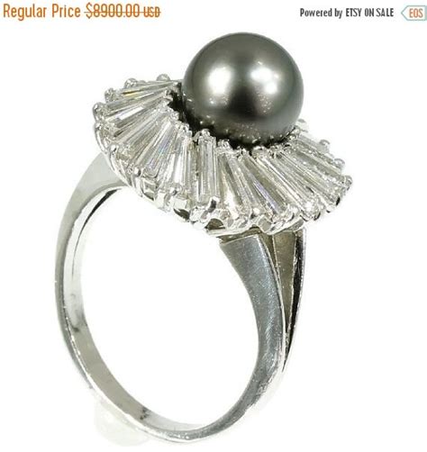30 Off Sale Black Pearl Engagement Ring By Adinantiquejewellery