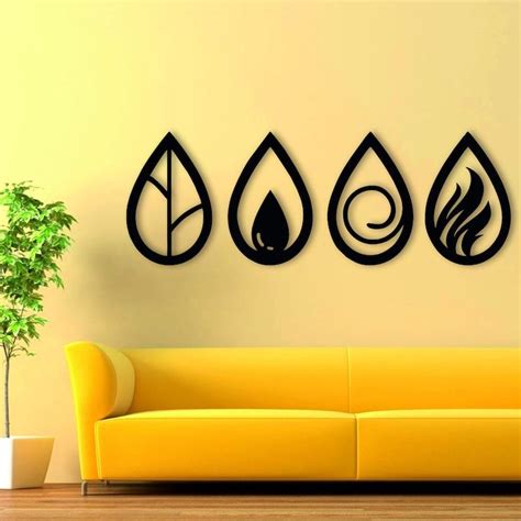 Four Elements Metal Wall Art Metal Wall Decoration Home Etsy Metal