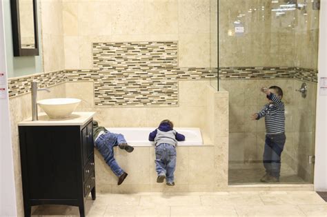 Bathroom floor and wall tiles don't have to match. Tile Combinations for Any Bathroom - Bower Power