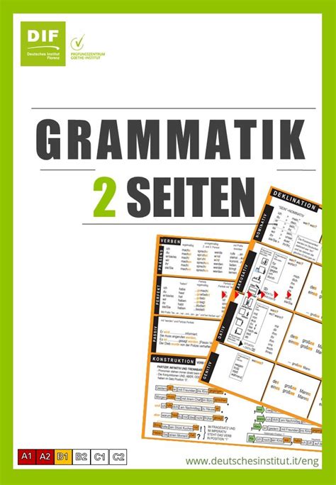 Complete German Grammar On Two Pages Einfach Genial