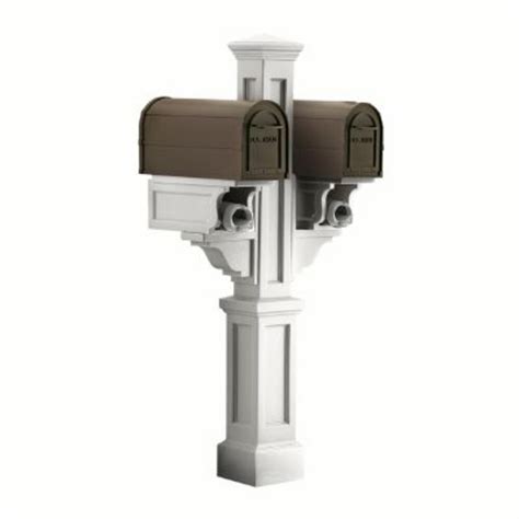 Mayne Rockport White Double Mailbox Post With 2 Paper Holders The
