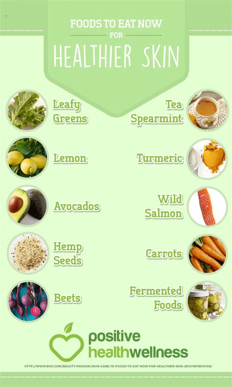 10 Foods To Eat Now For Healthier Skin Infographic Positive Health