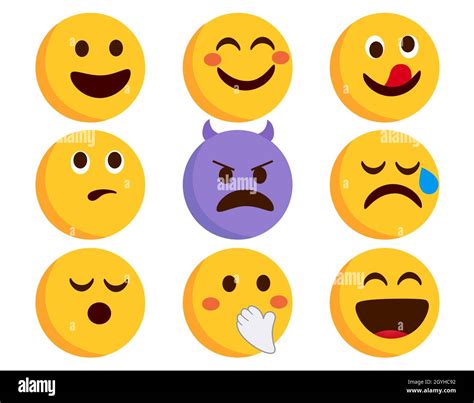 Emoji Emoticons Zeichensatz Smileys Flache Emojis Mit Lächelnden
