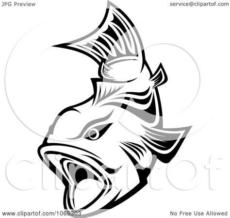 Clipart Black And White Trout 2 Royalty Free Vector Illustration By