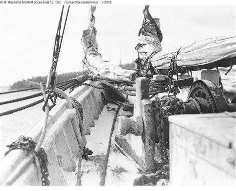Deck Detail Of Grand Bank Fishing Schooner Bluenose Anchored At