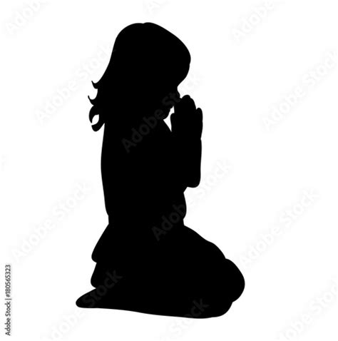Vector Isolated Silhouette Little Girl Praying Buy This Stock Vector