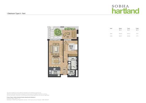Sobha Hartland 1 Bedroom Floor Plan 1 Sobha Dubai