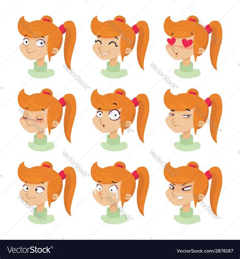 cute girl facial expressions royalty free vector image