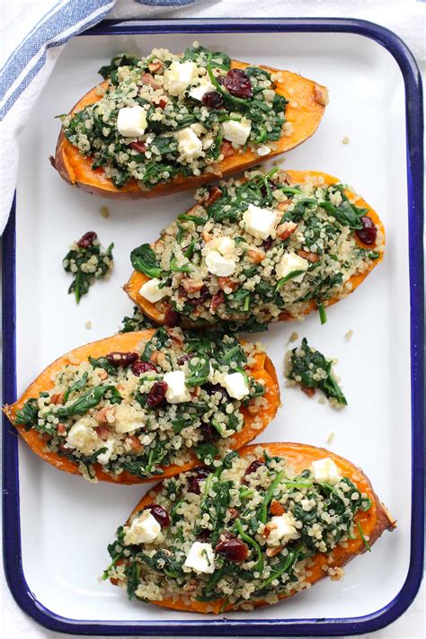 Roasted Sweet Potatoes Stuffed With Quinoa And Spinach Green Valley