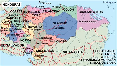 Honduras Political Map Eps Illustrator Map Vector World Maps