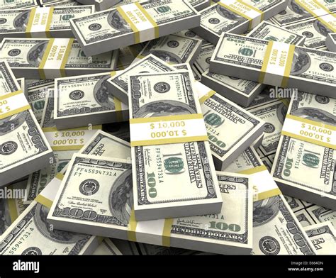 3d Illustration Of Dollar Banknotes Heap Over White Background Stock