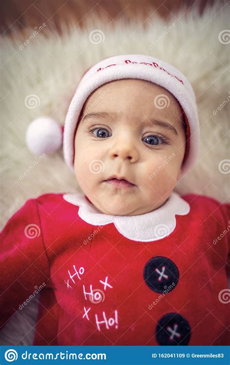 Santa Claus Baby Boy Baby Boy In Santa Claus Costume Stock Image