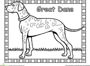 1460 best coloring pages and such images from coloring pages of great danes. Great Dane | Worksheet | Education.com | Cat coloring book ...