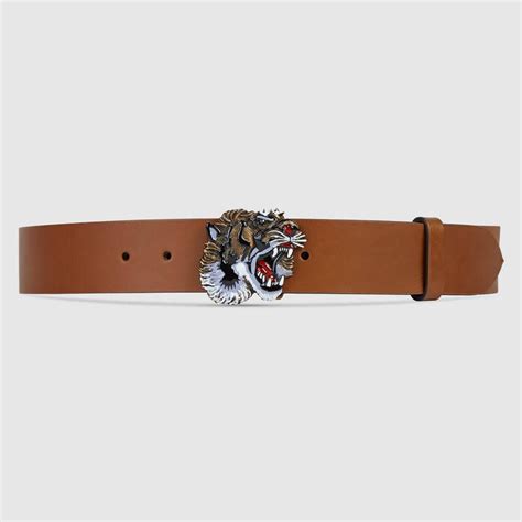 Gucci Leather Belt With Tiger Buckle In 2019 Gucci Leather Belt