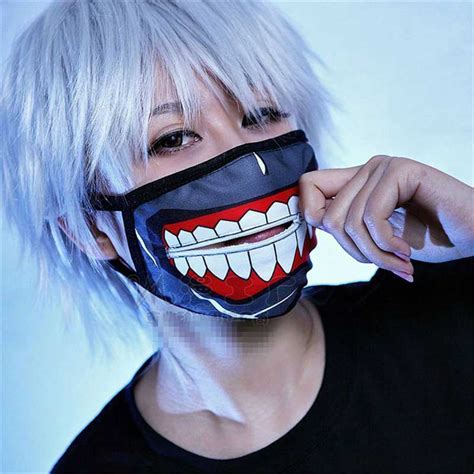 Tokyo ghoul kaneki ken schwarze cosplay. Kaneki Ken Face Masks Zipper Cycling Anti-Dust Anime Tokyo ...