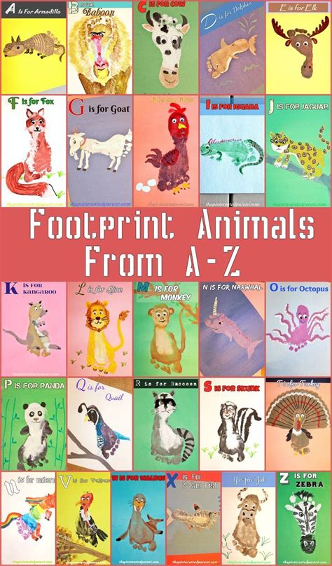 A Z Footprint Animal Crafts The Pinterested Parent Footprint Art