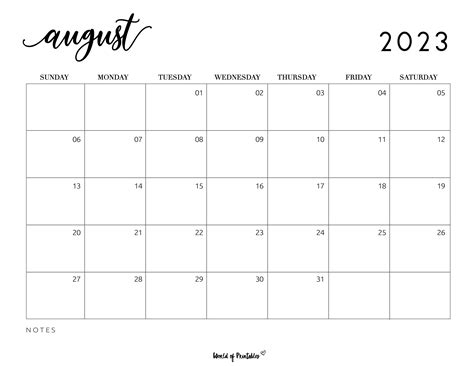 108 Best August 2023 Calendars World Of Printables