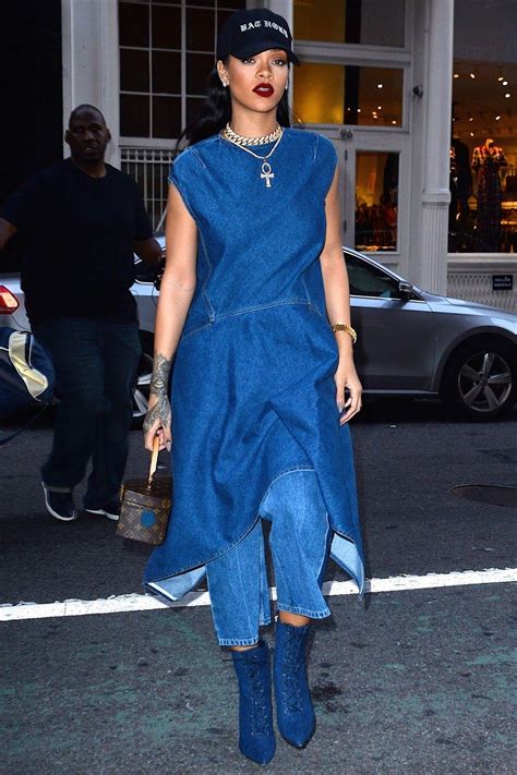 Mastering Rihanna S Denim Style Inspiration Rihanna Style Denim Fashion Celebrity Street Style