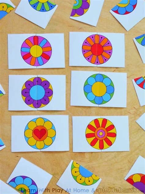 Learn With Play At Home Free Printable Flower Matching Game