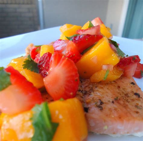 Foodie And Fabulous Strawberry Mango Salsa With Baked Salmon