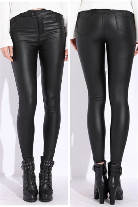 High Waist Black Faux Leather Pants For Women Looking For A Fresh Pair