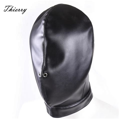 Thierry Fetish Sensory Deprivation Bondage Head Hood The Pu Leather Sm Toys Sex Products For