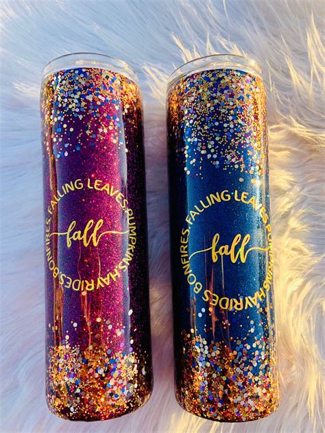 Fall Glitter Tumbler Personalized Cup Fall Accessory Maroon Etsy