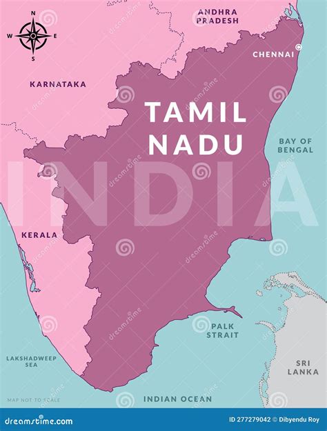 Estado De Tamil Nadu India Con La Capital Chennai Mapa Hecho A Mano Ilustraci N Del Vector