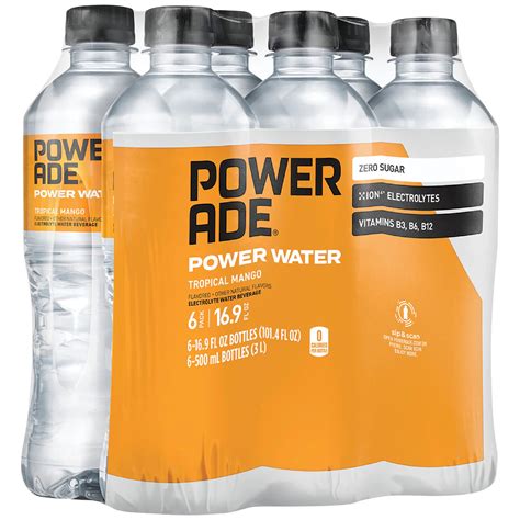 Powerade Tropical Mango Power Water 6 Pk Bottles Shop Sports And Energy