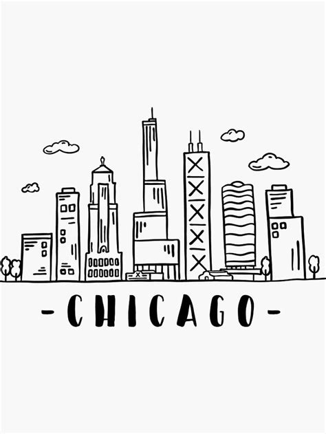 Chicago Illinois Skyline Architecture Cityscape Sticker By Duxdesign